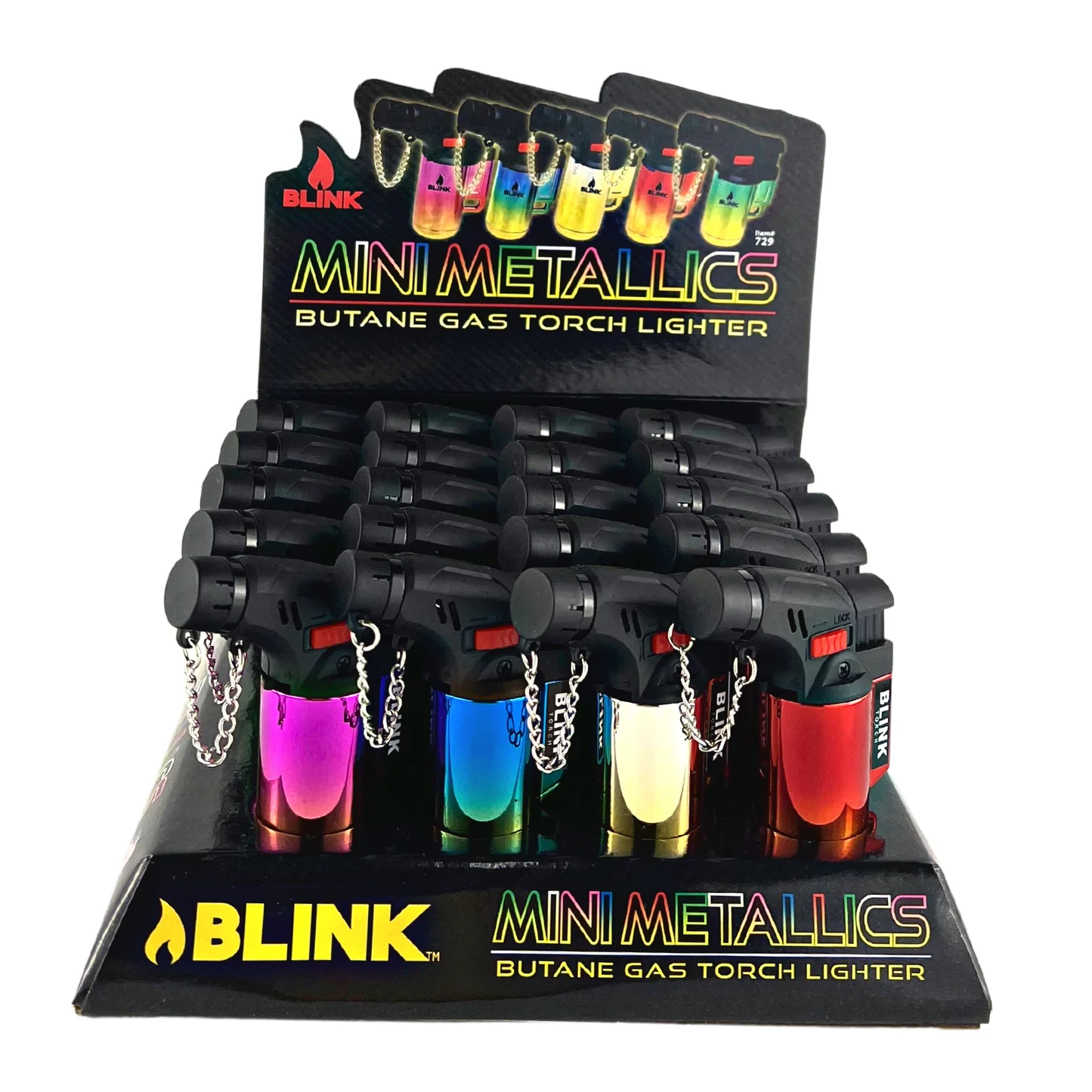 BLINK MINI METALLICS BUTANE GAS TORCH LIGHTER 20CT – BLINK